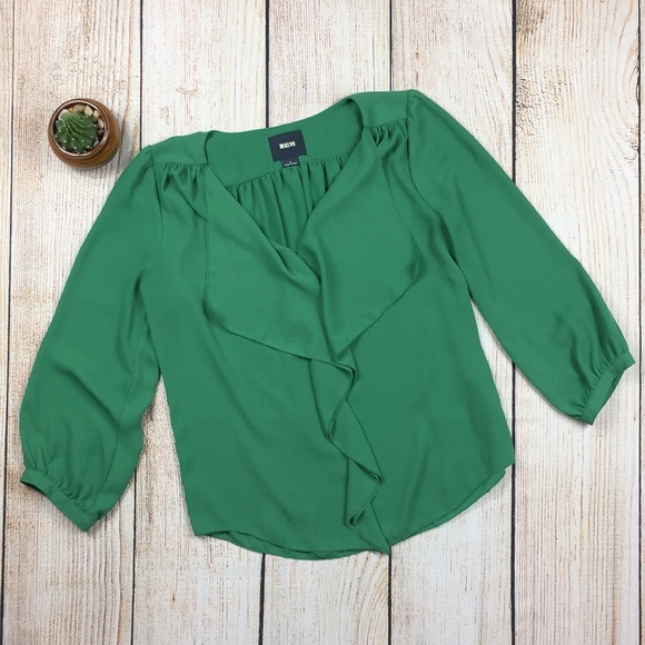 Anthropologie Tops - [Maeve] Anthropologie Parted Ruffle Blouse Size 2